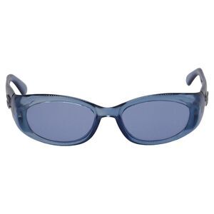 Gucci Logo-Plaque GG2432/S Oval-Framed Sunglasses in Blue Acetate